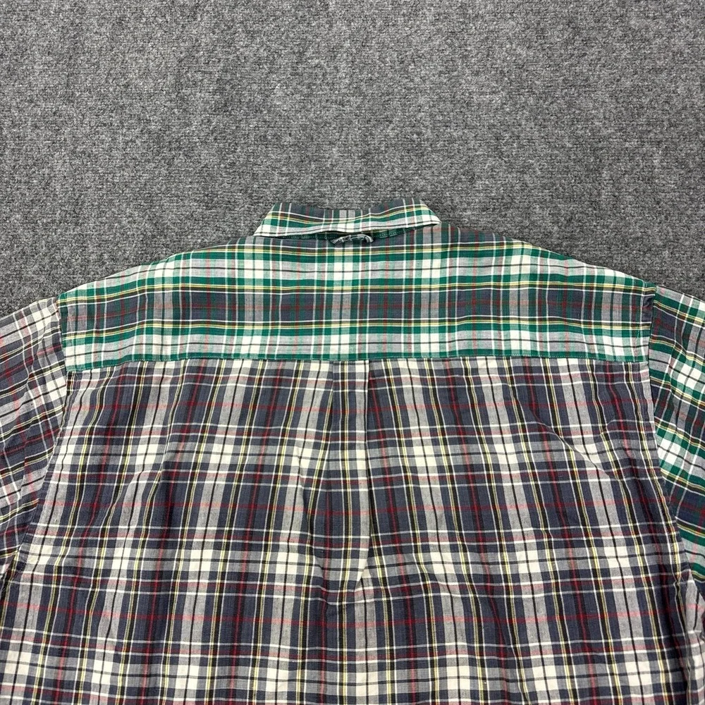 Vintage Siegfried Shirt Mens XL Multicolor Plaid Linen Short Sleeve Button Front